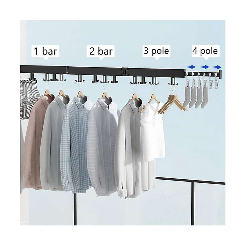 Clothes Drying Rack,3-pole Collapsible,retractable Clothes Drying Rack for Laundry,24 Hooks