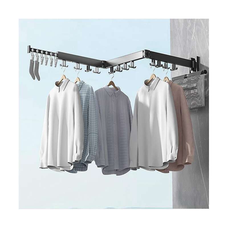 Clothes Drying Rack,3-pole Collapsible,retractable Clothes Drying Rack for Laundry,24 Hooks