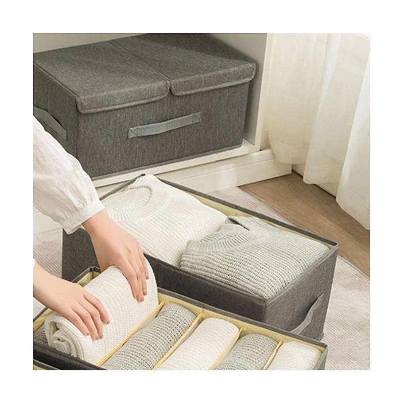 Clothes Storage Box Fabric No Cover Drawer Wardrobe Folding Cotton Linen Finishing Box Dormitory Ho