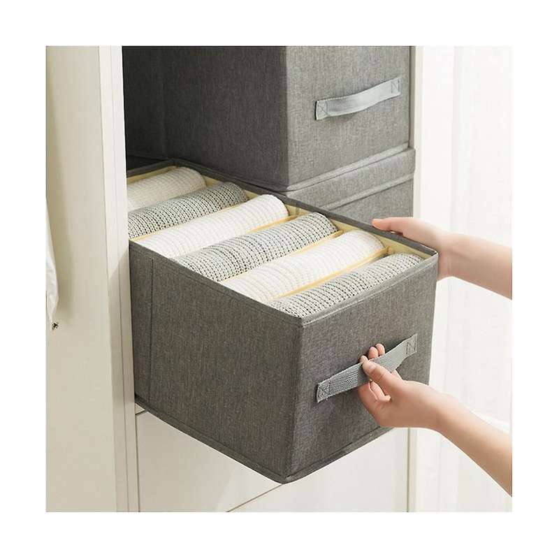 Clothes Storage Box Fabric No Cover Drawer Wardrobe Folding Cotton Linen Finishing Box Dormitory Ho
