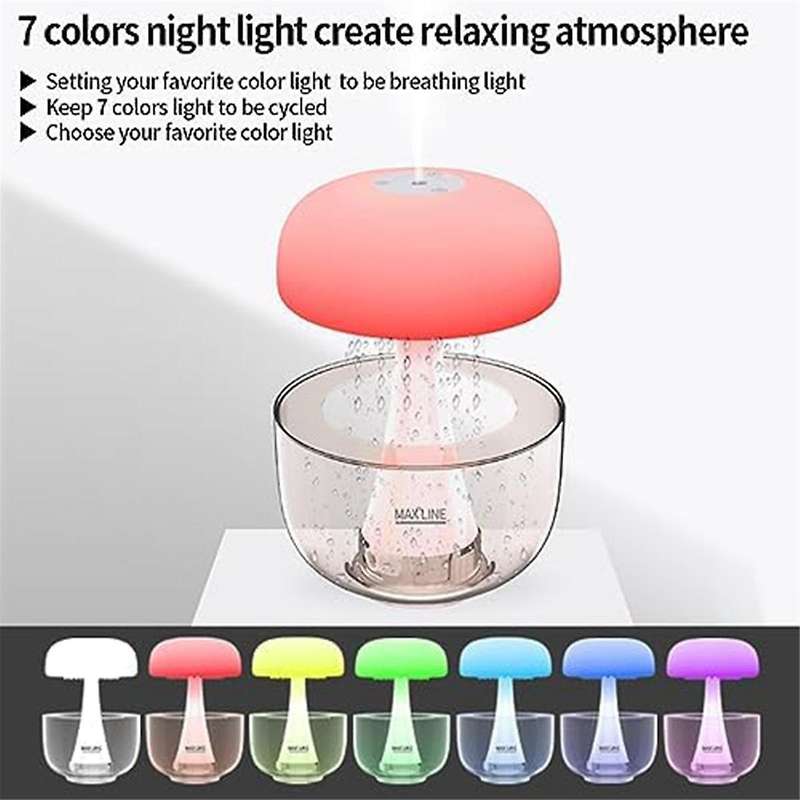 Cloud Rain Humidifier Water Drip ,cloud Rain Aromatherapy Essential Oil Diffuser with 7 Colors Led L