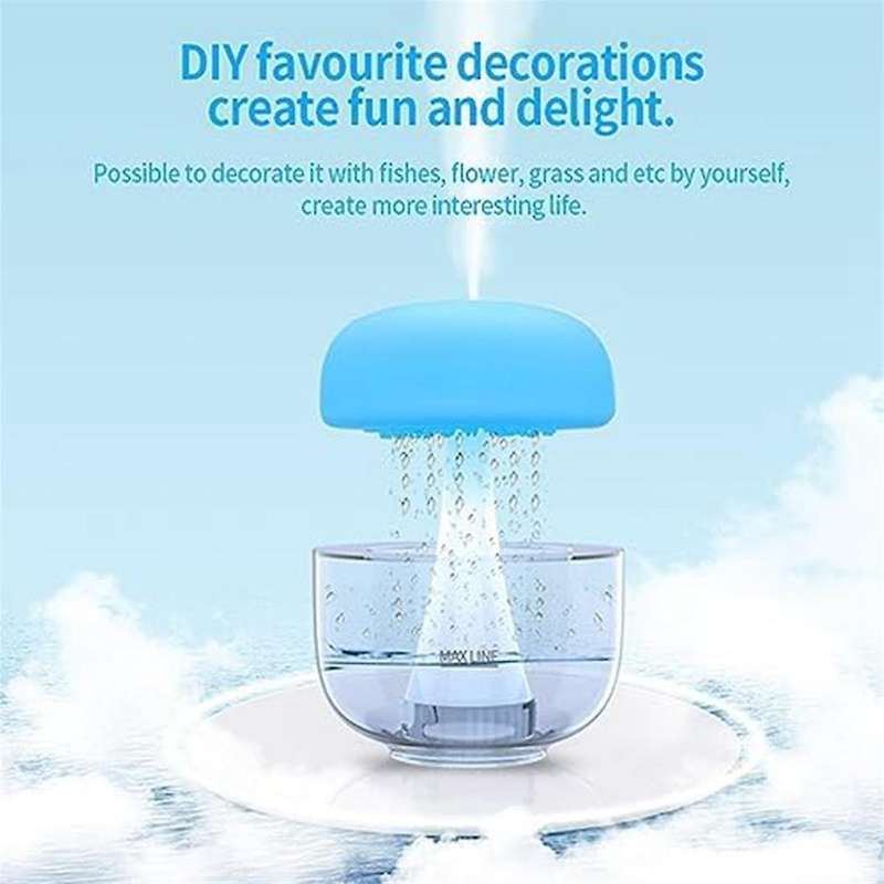 Cloud Rain Humidifier Water Drip ,cloud Rain Aromatherapy Essential Oil Diffuser with 7 Colors Led L