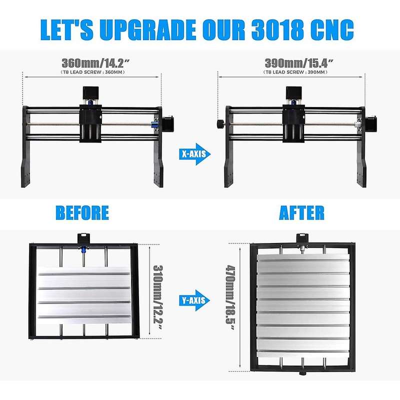 CNC 3018Pro Extension Kit Upgrade Kit 3018Pro to 3040 Compatible with 3018Pro CNC Engraving Milling