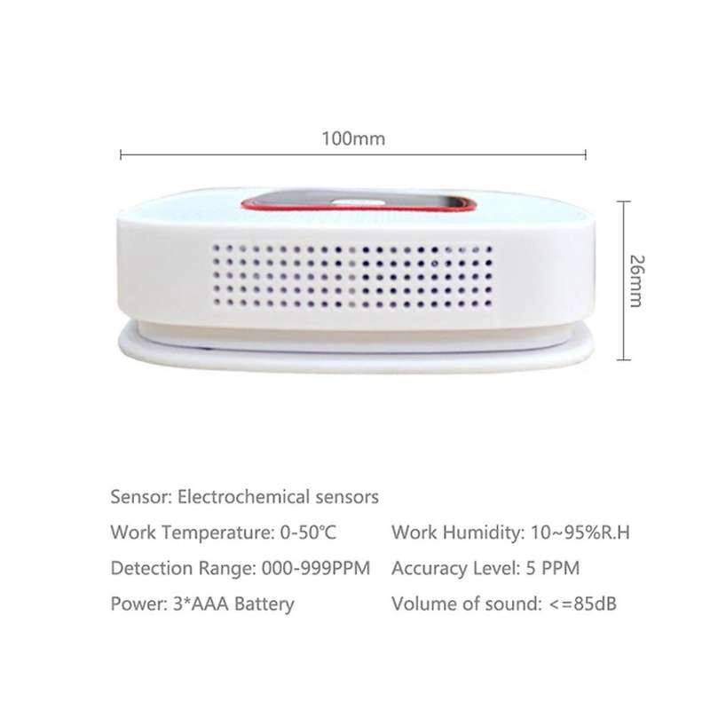 CO Carbon Monoxide Detector Detector Alarm Alarm Sensor for Home Security Warns Both Acoustically an
