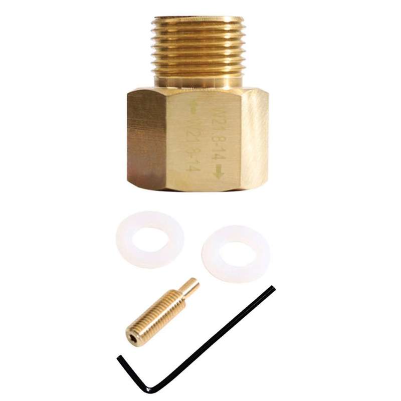 CO2 Cylinder Tank W21.8-14 to W21.8-14 Adapter Converter with RPV Valve for Aquarium Fish Tank