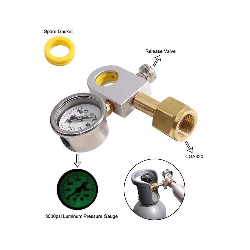 Co2 Refill Adapter with Pressure Gauge  Refill Quick Adapter Compatible with Duo Terra Art  Machine