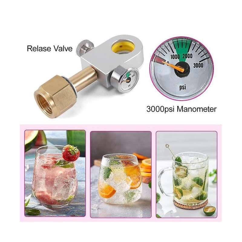 Co2 Refill Adapter Fit for Duo, Art,terra Quick Connect Co2 Cylinder with 3000psi Pressure Gauge for