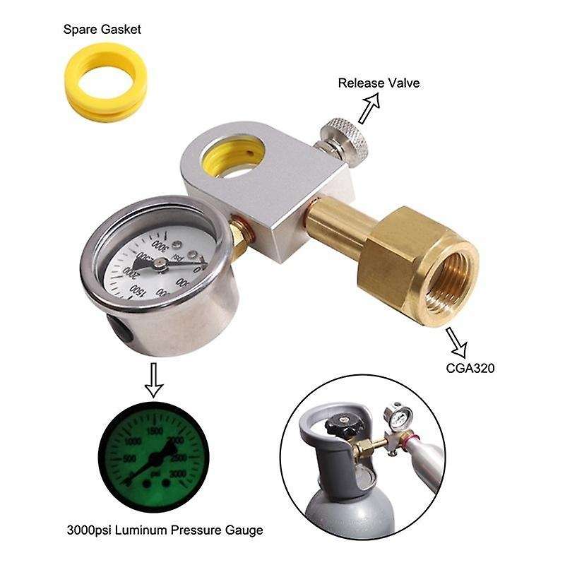 CO2 Refill Adapter with Pressure Gauge Refill Quick Adapter Compatible with DUO Terra Art Machines