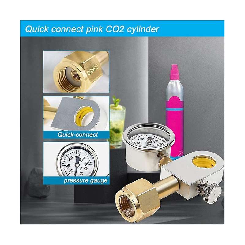 Co2 Refill Adapter, Cga320  Refill Adapter for Terra/duo/art Maker for Cylinder with Pressure Meter