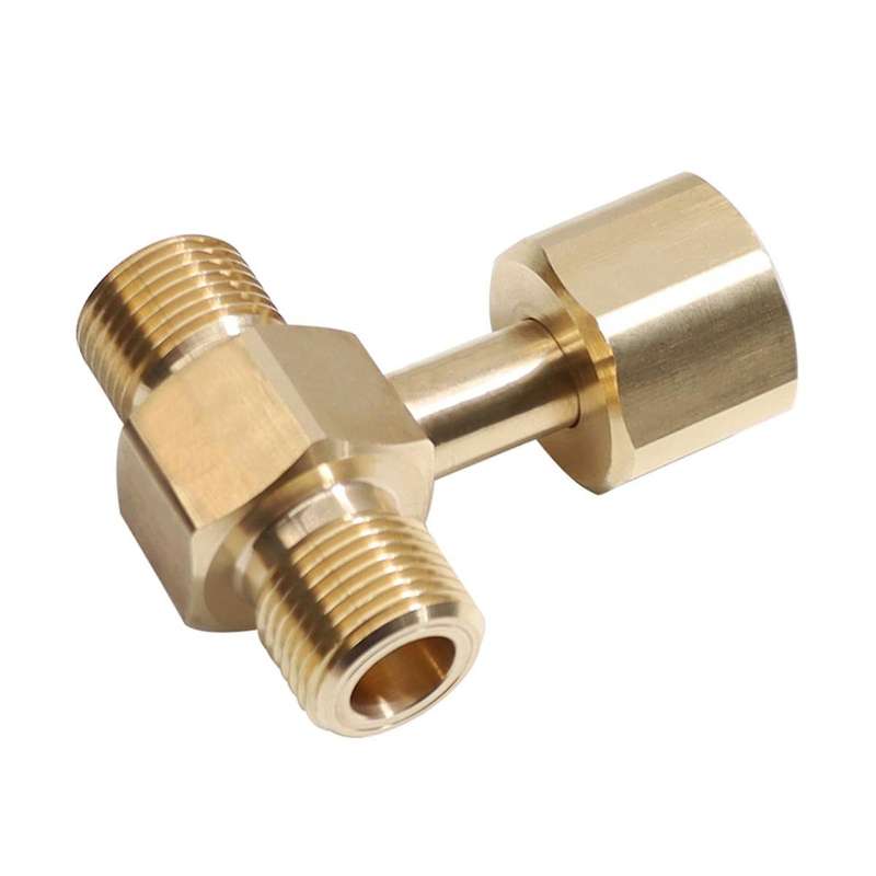 CO2 Tank Adapter, Cylinder Brass CO2 Cylinder Tank CGA320 Adapter Converter Tee Adapter T-Adapter 1