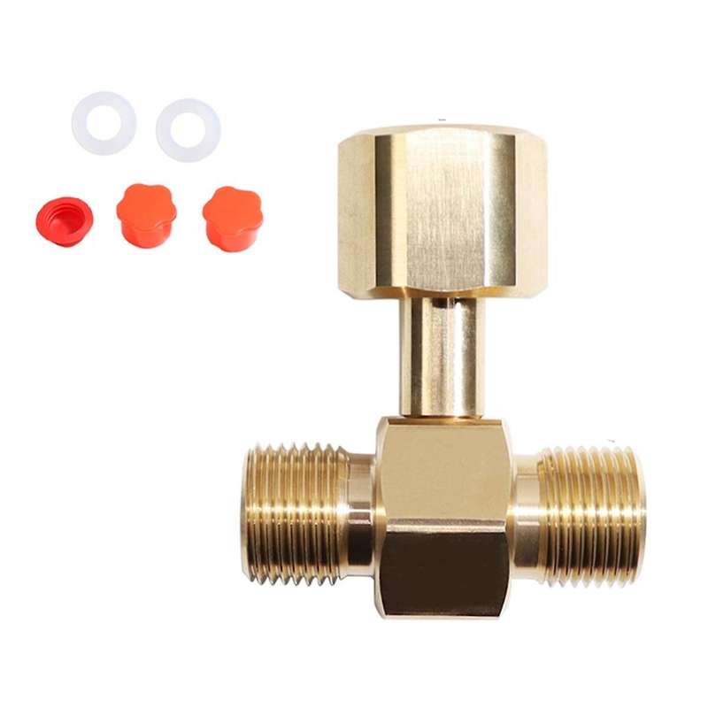 CO2 Tank Adapter, Cylinder Brass CO2 Cylinder Tank CGA320 Adapter Converter Tee Adapter T-Adapter 1