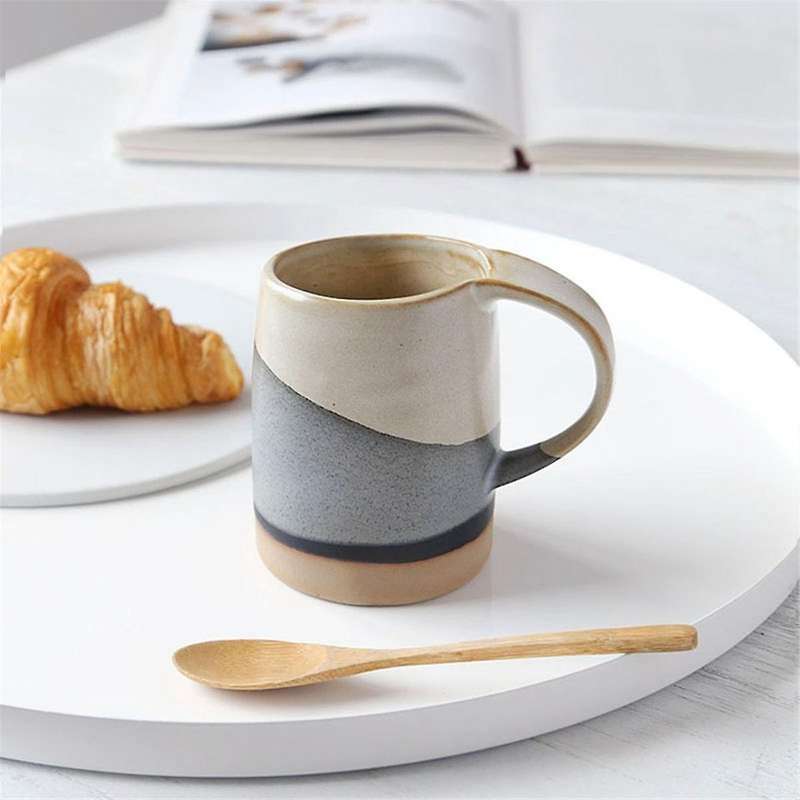 Coarse Pottery Cup Retro National Trend Mug Black and White Latte Cup Coffee Cup Chinese Style Pott