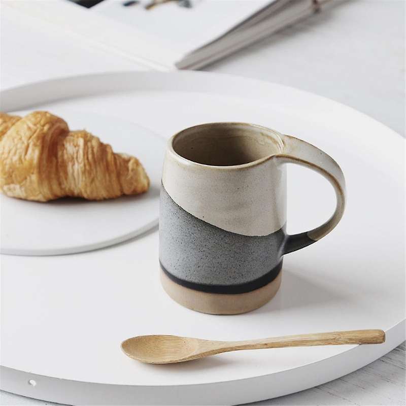 Coarse Pottery Cup Retro National Trend Mug Black and White Latte Cup Coffee Cup Chinese Style Pott
