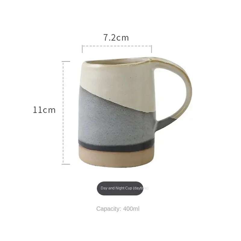 Coarse Pottery Cup Retro National Trend Mug Black and White Latte Cup Coffee Cup Chinese Style Pott