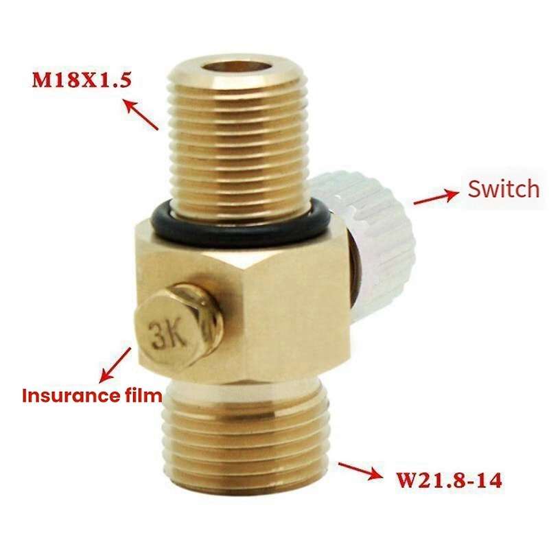 CO2 Tank Valve with On/Off Thread M18x1.5 Out Put Thread W21.8-14 Suit for Aquarium