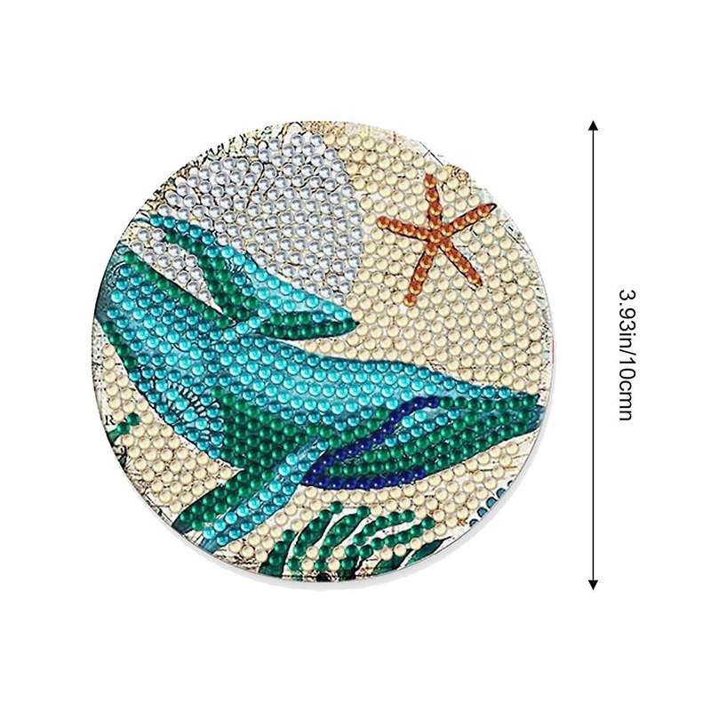 Coasters with Holder,8pcs 5d Ocean Diamond Art Kits for Adults Kids,small Diy Kits