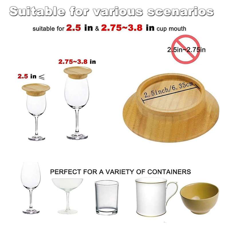 Coasters Set of 4 Wine Glass Topper, 4Inch Wine Glass Charcuterie Topper Bamboo Wine Glass Topper C