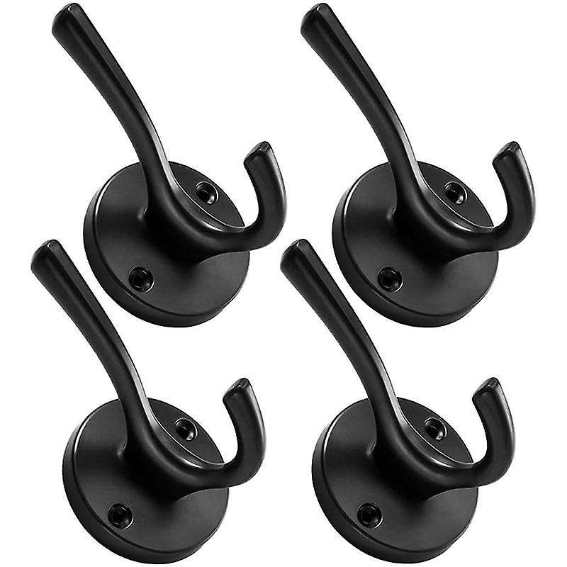 Coat Heavy Duty 4 Pack Black Hooks for Hanging Coats and Hat Door Towel Hooks for Bathrooms Wall Bl