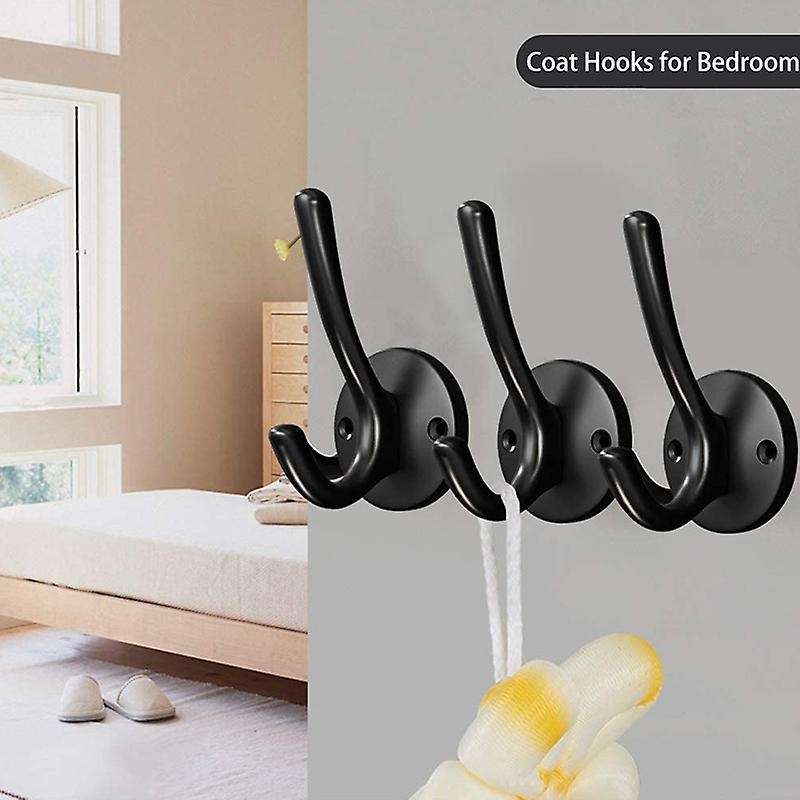 Coat Heavy Duty 4 Pack Black Hooks for Hanging Coats and Hat Door Towel Hooks for Bathrooms Wall Bl