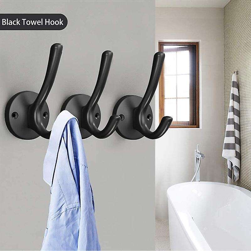Coat Heavy Duty 4 Pack Black Hooks for Hanging Coats and Hat Door Towel Hooks for Bathrooms Wall Bl