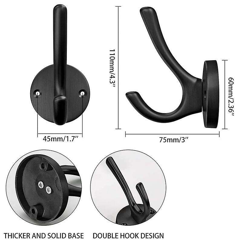 Coat Heavy Duty 4 Pack Black Hooks for Hanging Coats and Hat Door Towel Hooks for Bathrooms Wall Bl