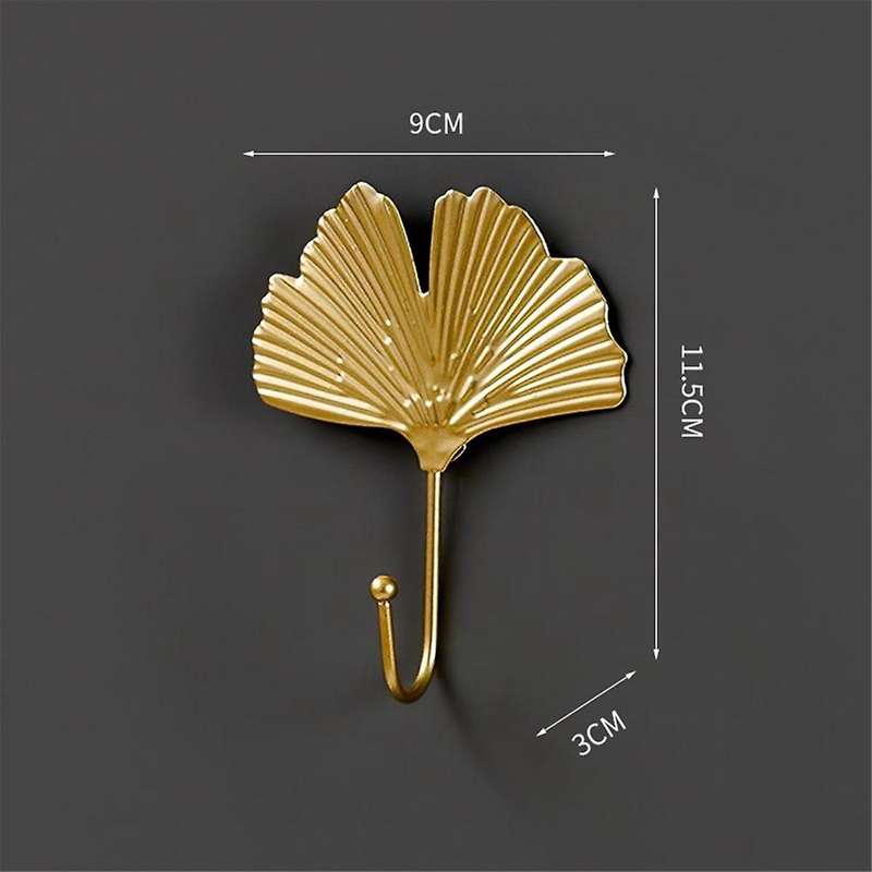 Coat Hooks Gold Hanging Holder for Key, Decorative Leaves Metal Hooks Wall Mounted Hooks Hanger