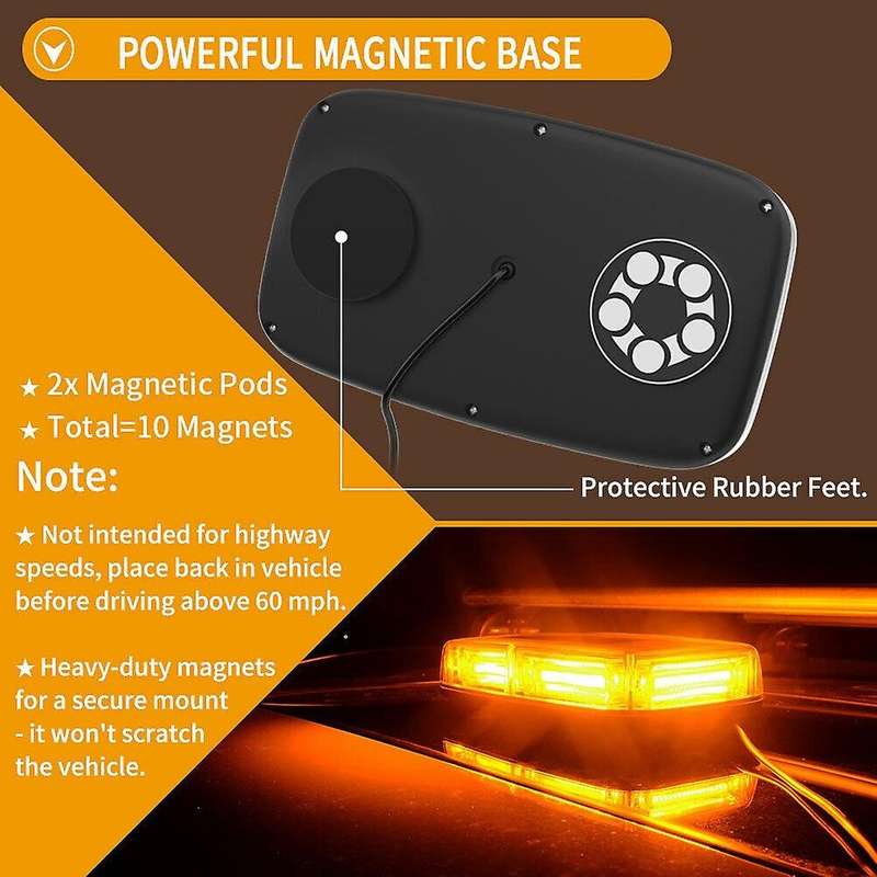 COB LED Amber Roof Top Emergency Hazard Warning LED Strobe Lights Bar