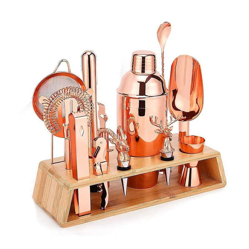Cocktail Bar Shaker Set Bartender Kit with Stand, Cocktail Bar Set Bar Kit for the Home Bartending A