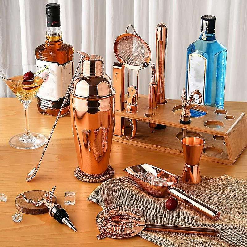 Cocktail Bar Shaker Set Bartender Kit with Stand, Cocktail Bar Set Bar Kit for the Home Bartending A
