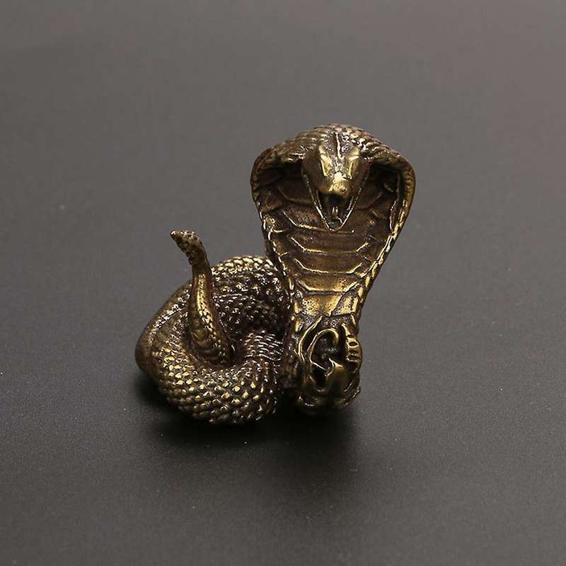 Cobra Statue Ornament Zodiac Snake Miniature Figurines Copper Desktop Decoration Tea Pets Decor Acc