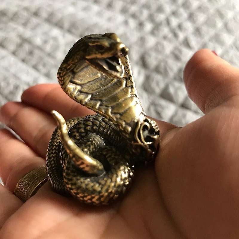 Cobra Statue Ornament Zodiac Snake Miniature Figurines Copper Desktop Decoration Tea Pets Decor Acc