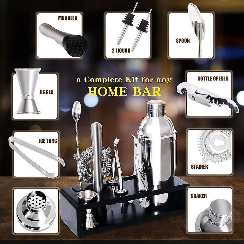 Cocktail Shaker Set Bartender Kit with Stand Bar Set for Drink Mixing Bartending Tools for Home Bars