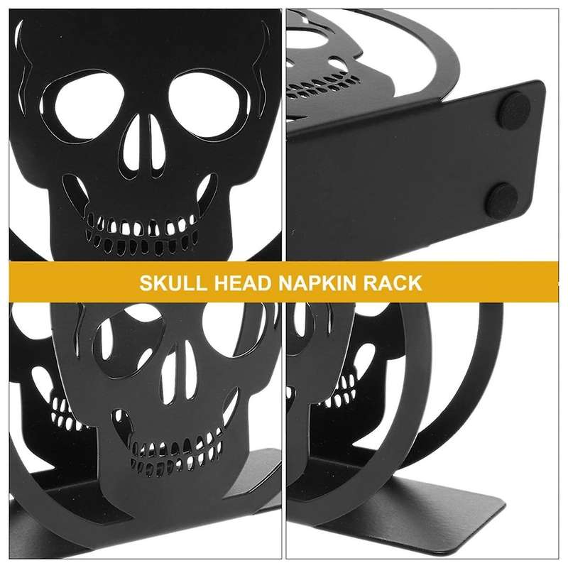 Cocktail Napkin Holder Halloween Skull Design Black Tissue Holder Iron Paper Napkin Holder Organizer