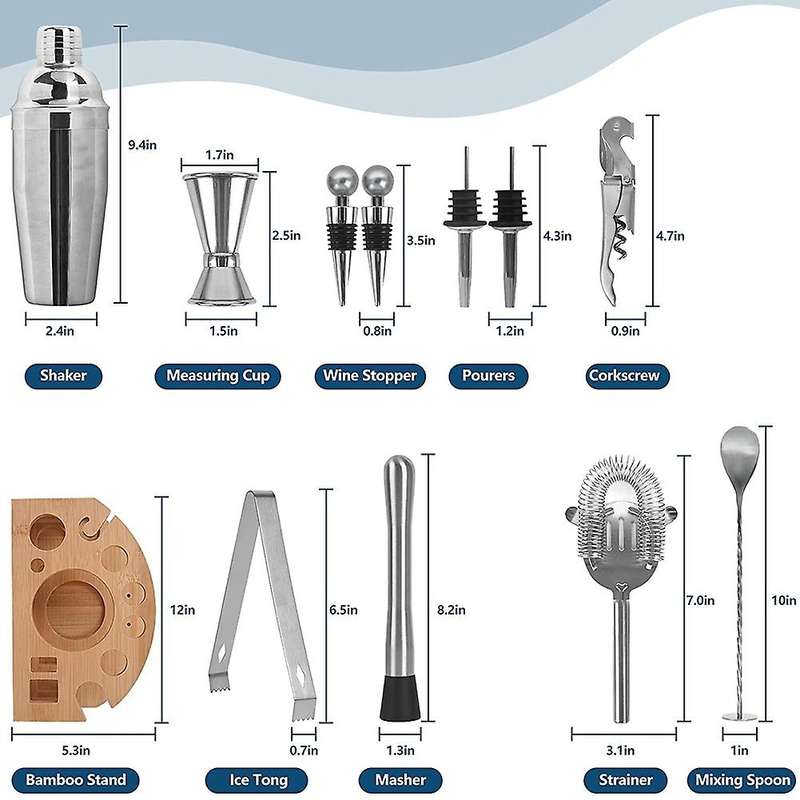 Cocktail Shaker Set, Cocktail Making Set 750Ml Stainless Steel Bar Tool Set Bartender Kit, Bar Acces