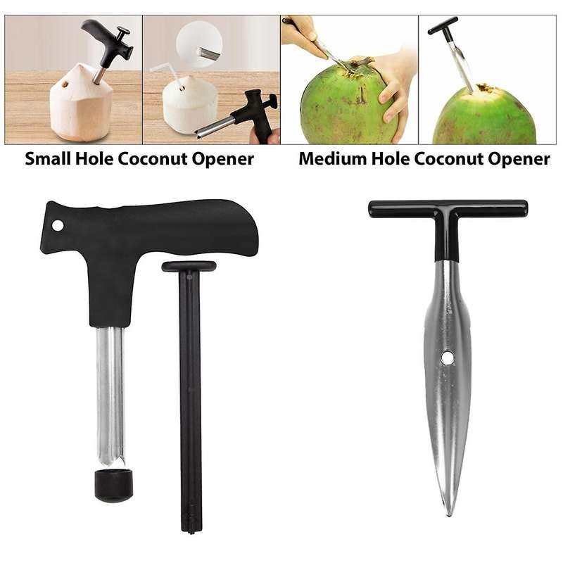 Coconut Opener Tool Set,safe Easy to Open Young Coconut Tool, All In One Food Grade Stainless Steel