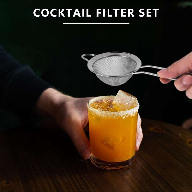 Cocktail Strainer Set Stainless Steel Bar Tool with Stirring Spoon-Strainer,Cocktail Strainer,Fine-M