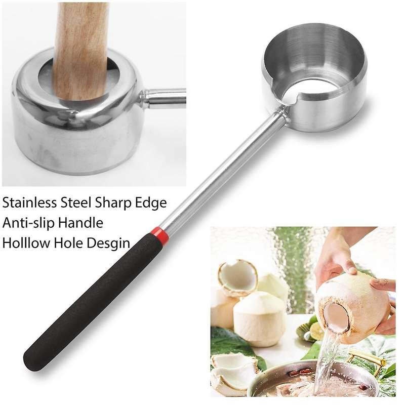 Coconut Opener Tool Set,Safe Easy to Open Young Coconut Tool, All in One Food Grade Stainless Steel