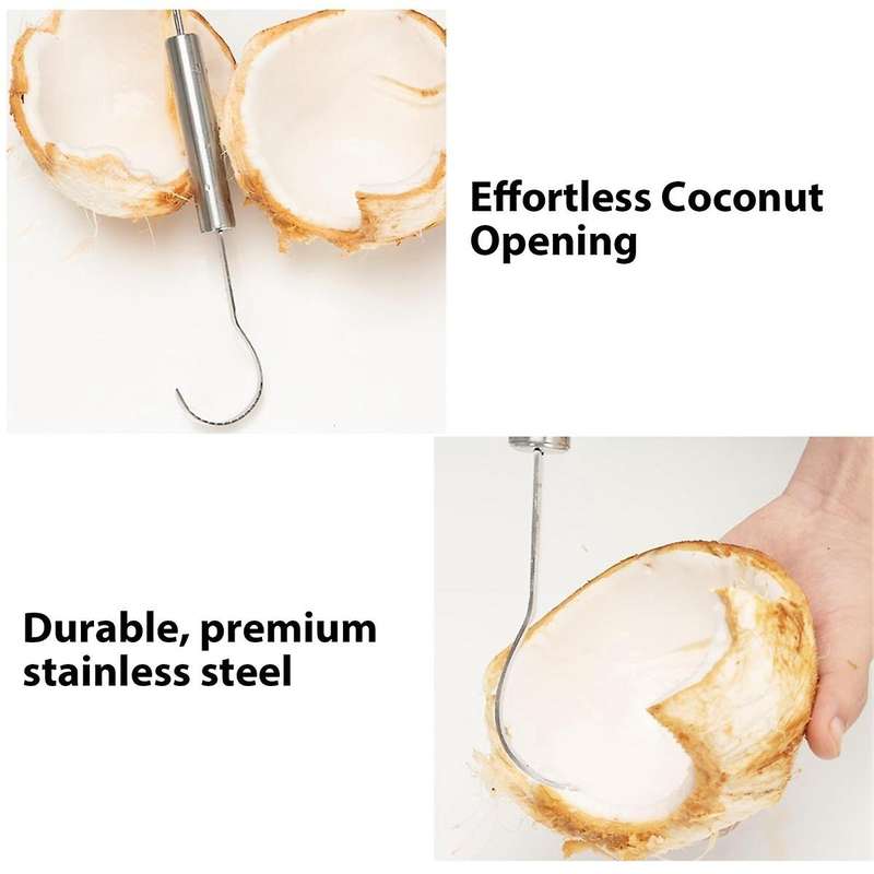Coconut Opener Tool Set,Safe Easy to Open Young Coconut Tool, All in One Food Grade Stainless Steel