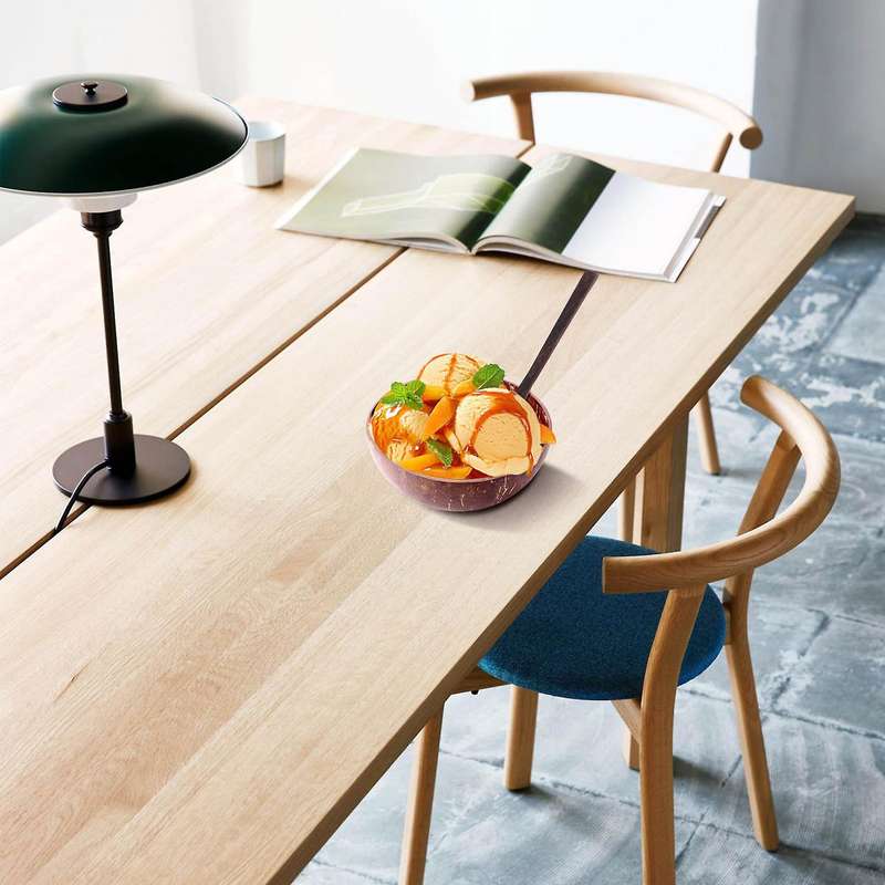 Coconut Bowls and Wooden Spoons for Serving Noodle,Pasta,Smoothie,Porridge,Handicraft Decoration Co