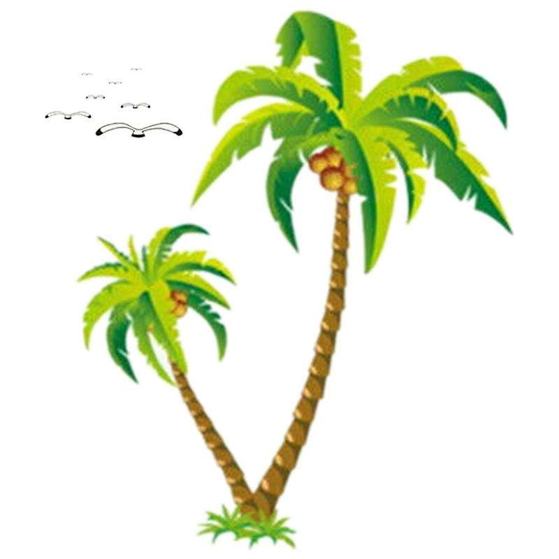 Coconut Palm Tree Sticker Tropical Beach Wall Decal Living Room Backdrop Sticker