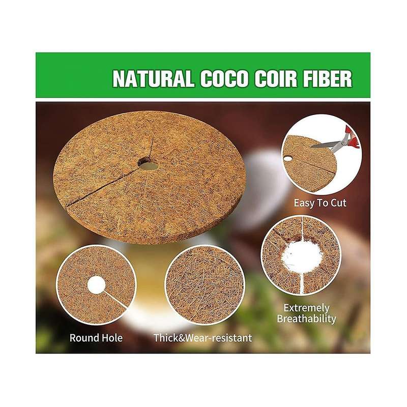 Coconut Fibers Tree Mulch Ring Protector Mat, 11.8 Inch Natural Coir Tree Protection Mats, Tree Disc