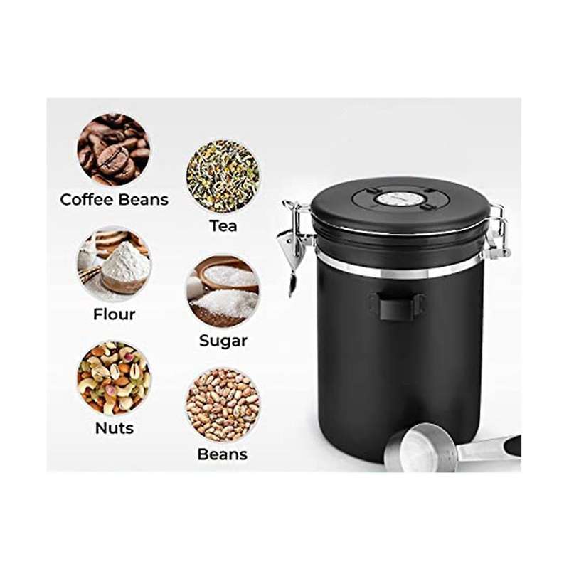 Coffee Bean Sealed Can 304 Stainless Steel Tea Dried Fruit Storage Can with Spoon 1.2l