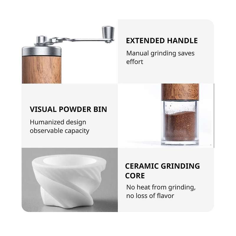 Coffee Bean Grinder Portable Wood Grain Stainless Steel Crank Hand Hand Coffee Grinder Kitchen Tool