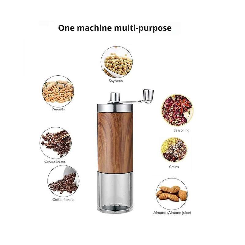 Coffee Bean Grinder Portable Wood Grain Stainless Steel Crank Hand Hand Coffee Grinder Kitchen Tool