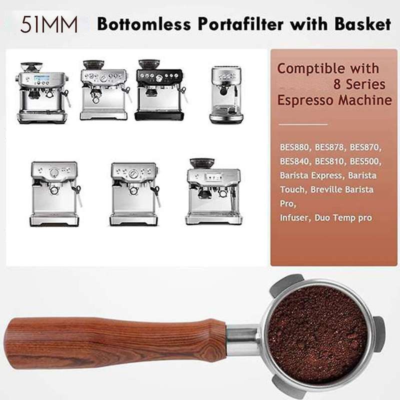 Coffee Bottomless Portafilter for Filter 51MM Replacement Filter Basket Coffee Accessories