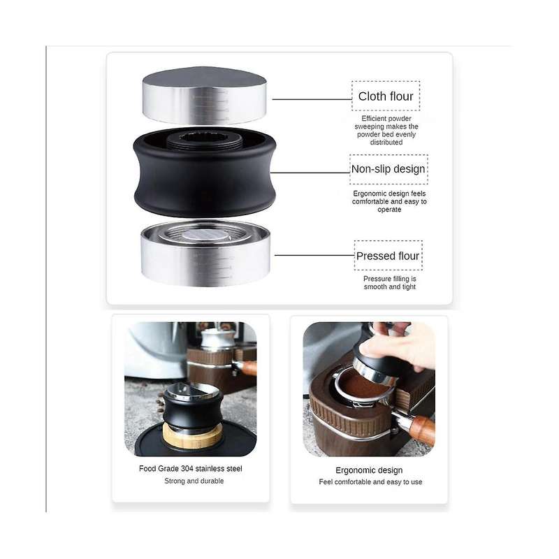 Coffee Distributor Tamper Dual Head Coffee Leveler Adjustable Depth Espresso Hand Taper for 54mm Po