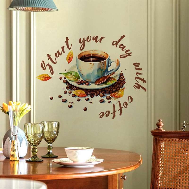 Coffee Cup Wall Stickers Restaurant Background Decoration Mural for Cafe Kitchen Room Home Decor Sel