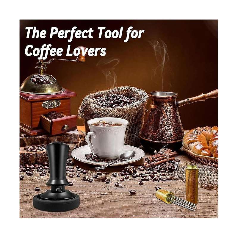 Coffee Espresso Tamper 51mm with Wdt Tool Calibrated Spring Loaded, with Silicone Mat, for Espresso