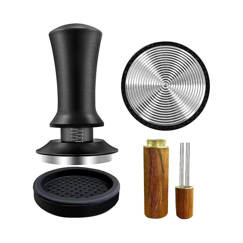 Coffee Espresso Tamper 51mm with Wdt Tool Calibrated Spring Loaded, with Silicone Mat, for Espresso