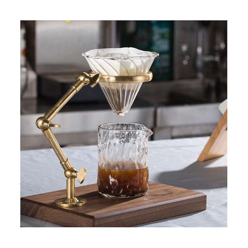 Coffee Dripper Stand Hand Punch Metal Filter Cup Frame Holder Paper Rack Brass Geometric Drip Cups